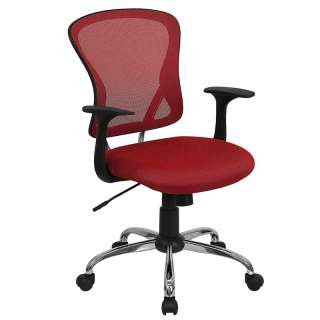 CHROME BASE RED MESH COMPUTER OFFICE DESK CHAIR  