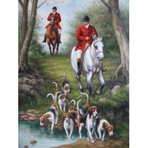   Figure Britain Canvas Art Repro Go Hunting with Horses