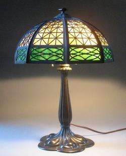 Fine Bradley & Hubbard Mission Style Slag Glass Lamp c. 1915 arts 
