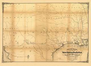 Texas Sabine Galveston Bay Railroad Map 1859  