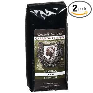 Caranda Coffee Zambian AA+ Premium Whole Bean, 16 Ounce Bags (Pack of 
