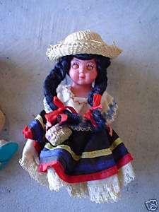 Vintage 1950s Plastic Mexican Character Girl Doll  