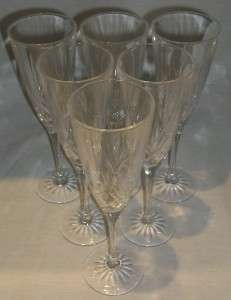 Thomas Webb boxed set of 6 crystal glass champagne flutes  