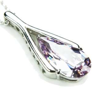  CZ Wishbone Necklace, Pale Amethyst Colored CZ Crystal, 18 