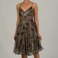 Issue New York Womens Printed Short Evening Dress with Beaded Detail