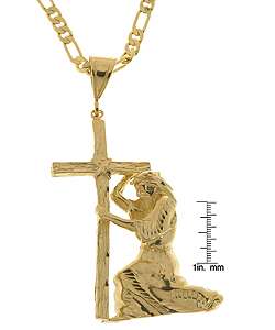 14k Gold Overlay Jesus Cross Hip Hop Necklace  