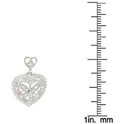Sterling Silver 1/10ct TDW Diamond Heart Earrings  Overstock