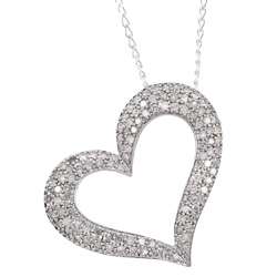 Sterling Silver 1ct TDW Diamond Heart Necklace (J K, I3)   