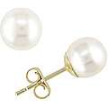14k Yellow Gold Freshwater Pearl Stud Earrings (6 6.5 mm) Compare 