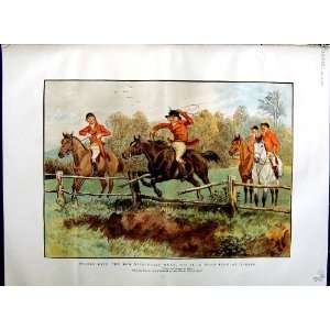   1884 MICKLEDALE HUNTING HORSES JUMPING HUNTSMEN COLOUR