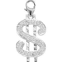 14k Gold Diamond Accent Pave Dollar Sign Charm  Overstock