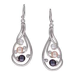   Silver Freshwater Pearl and Crystal Earrings (3.5 4, 5 5.5 mm