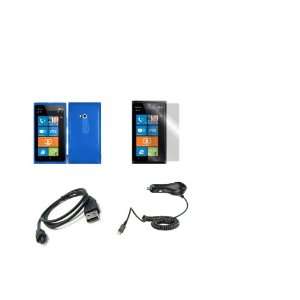 Nokia Lumia 900 (AT&T) Premium Combo Pack   Blue TPU Case Cover + Car 