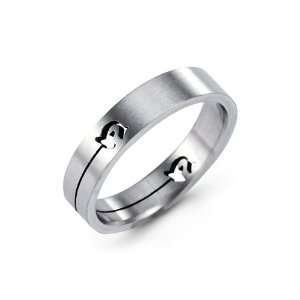  Mens Cutout Solid Stainless Steel Band Fashion Ring 