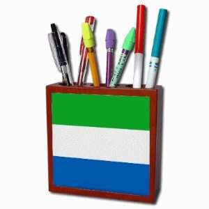  Sierra Leone Flag Mahogany Wood Pencil Holder Office 