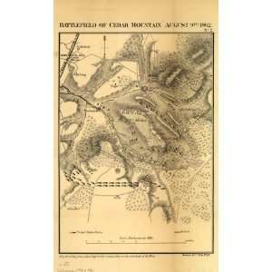  War Map Battlefield of Cedar Mountain, August 9th, 1862 Bowen & Co 