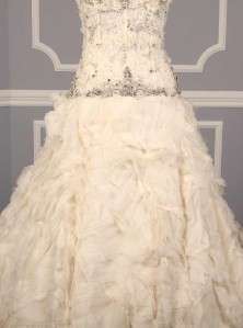  Monique Lhuillier Platinum Soleil Strapless Couture Bridal Gown NEW