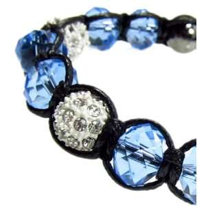  Blue Topaz Color Bead Crystal Ball Zen Bracelet: Jewelry