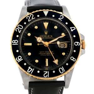 Rolex GMT Master Mens 18k Gold Steel Vintage Watch 16753  