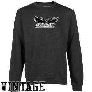 Long Island Blackbirds Charcoal Distressed Logo Vintage Premium Crew 