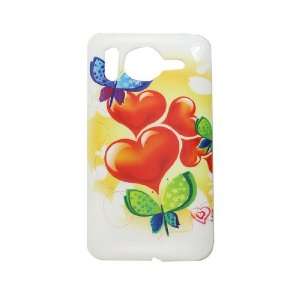   Heart Print White Hard Plastic Back Case Shell for HTC G10 Desire HD