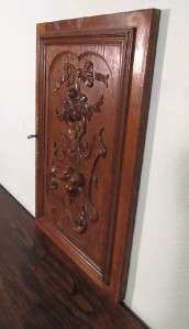 French Antique Carved Architectural Panel Door Solid Oak Wood  