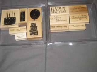  Up! LOT 2 RUBBER STAMP SETS, HOLIDAYS & WISHES, BIRTHDAY WHIMSY  