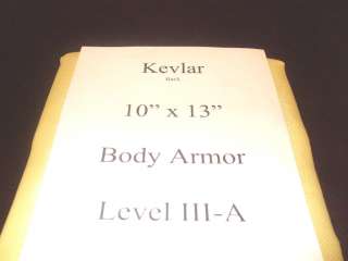 Kevlar Soft Body Armor Insert   10 x 13 Kevlar Bulletproof Vest 