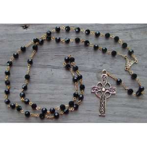 Catholic Rosary   Jet Swarovski Crystal and Gold