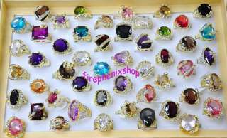 Wholesale lots 50 Oversize & multicolored CZ Gold Rings  