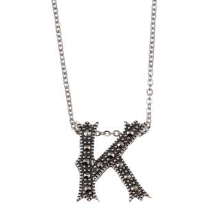 MARC Sterling Silver Marcasite Initial K Necklace  Overstock