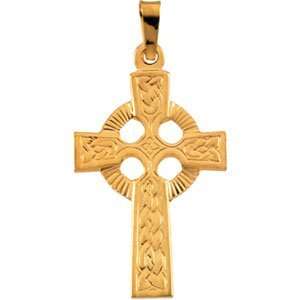    24.00X16.00 Mm 14K Yellow Gold Fancy Celtic Cross Pendant Jewelry