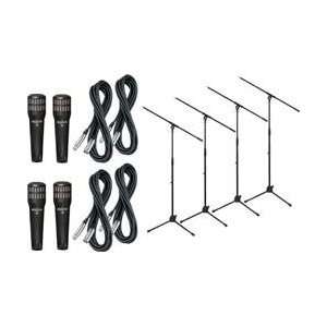   Mic with Cable and Stand 4 Pack (Standard) Musical Instruments