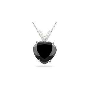  1.33 Cts AA Heart Black Diamond Solitaire Pendant in 14K 