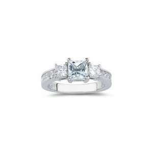  1.50 Cts Diamond & 1.08 Cts Aquamarine Ring in 18K White 