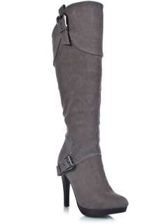 NEW ANNE MICHELLE Women Knee High Heel faux Leather Buckle Boot sz 