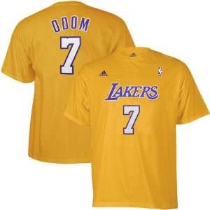  adidas Los Angeles Lakers #7 Lamar Odom Gold Net Player T 