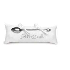  Blessed Cross Silver Plate Spoon & Pillow   Mud Pie: Baby