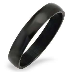 MM Stainless Steel Black Mens Ladies Unisex Dome Wedding Band Shiny 