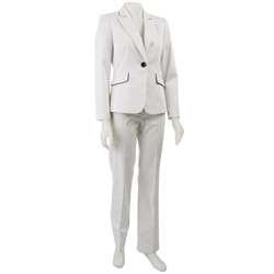   SALE Tahari ASL Womens White Piped Collar Pant Suit  