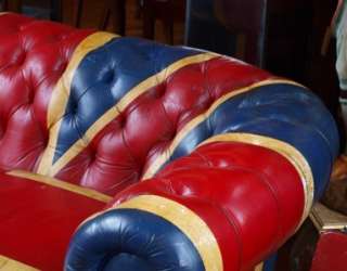 Vintage Leather Chesterfield Sofa   Union Jack   Three Seater   Cool 