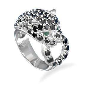  Rhodium Plated CZ Panther Ring Size 6 Jewelry