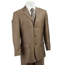Eddie Domani Mens Light Brown Windowpane Suit  