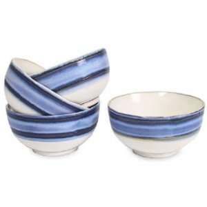    Sango Waves Blue Ice Cream Bowl, Set of 4: Kitchen & Dining