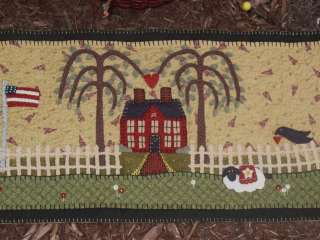 Primitive House & Sheep Penny Rug Table Runner PATTERN  