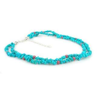  Turquoise Nugget Rhodonite Bead 925 Silver Necklace  