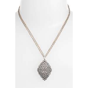  Lois Hill Silver Flat Geo Diamond Shaped Pendant Necklace Jewelry