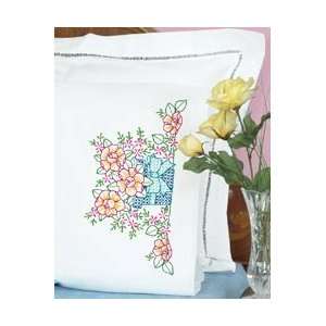   Pillowcases With White Perle Edge 2/Pkg Flower Pot; 2 Items/Order