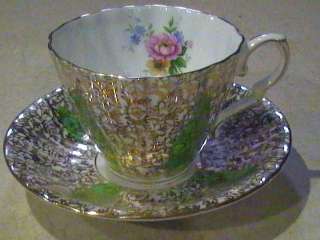 Gladstone Bone China Cup & Saucer Gold & Floral  