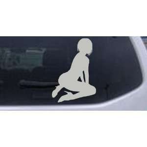 Silver 14in X 9.6in    Sexy Girl Silhouettes Car Window Wall Laptop 